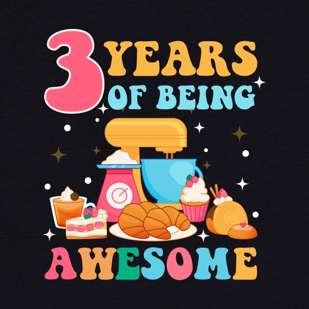 3 Years Of Being Awesome Tee 3rd Baking Birthday Gift Leopard Girl Birthday Tee Baking Party Outfit by inksplashcreations